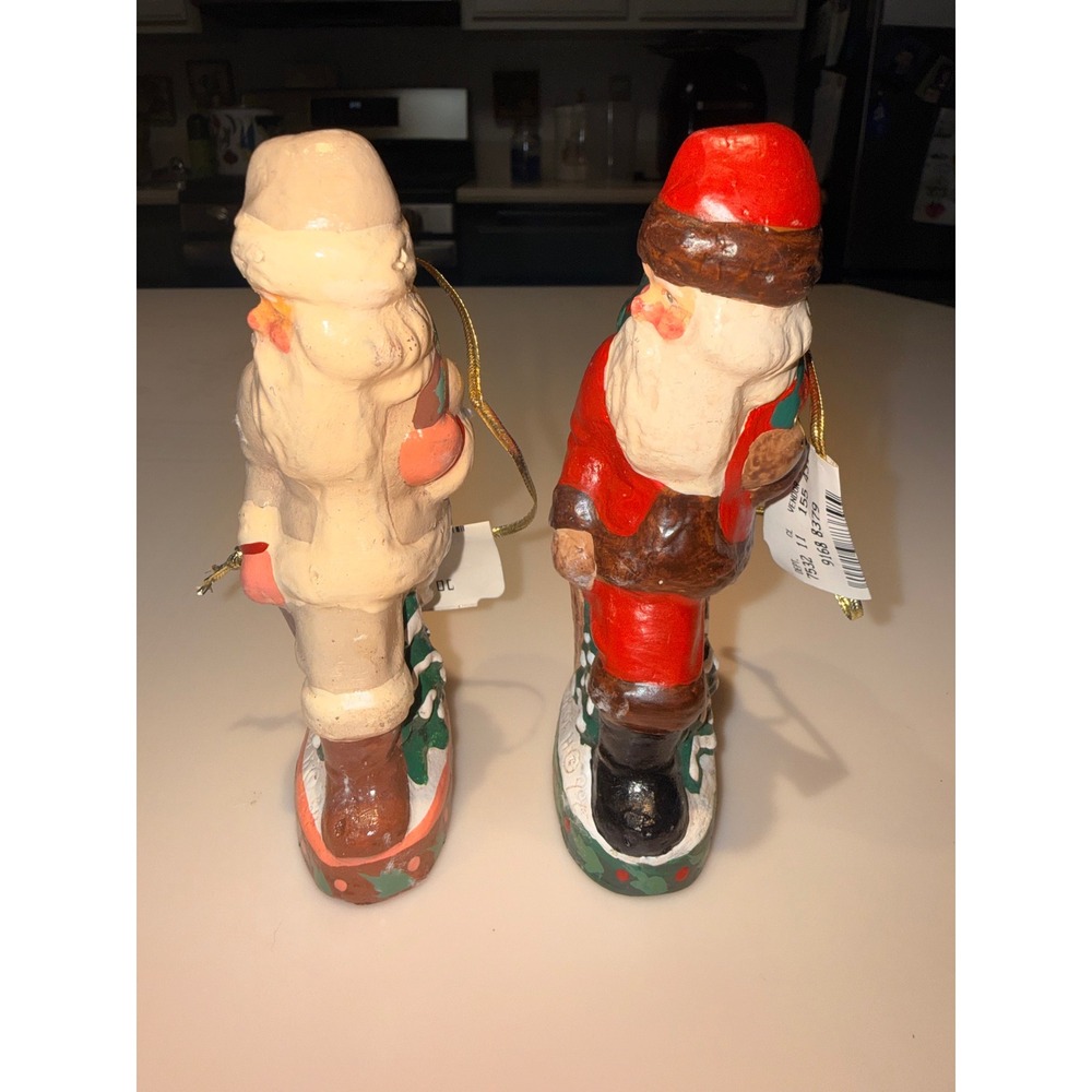 Vintage House of Hatten Santa Ornament Set Father Christmas 1994 Folk Art w/ Tag - Picture 2 of 10
